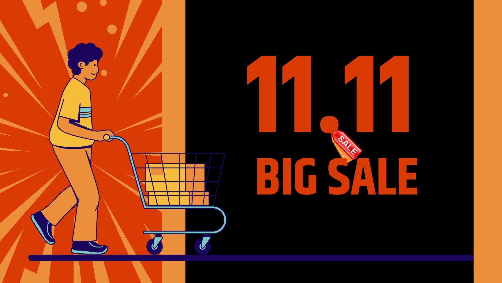 Orange And White Illustrative 11.11 Big Sale Facebook Cover